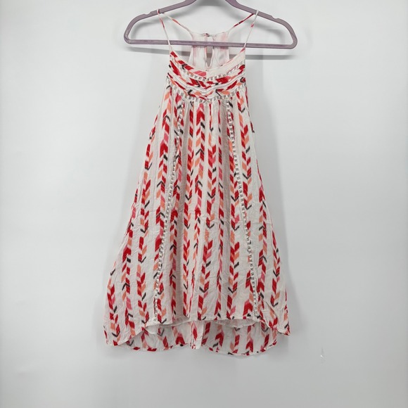 Altar'd State Dresses & Skirts - Altard State Womens Medium Red Ikat Chevron Halter Mini Dress Boho Racerback